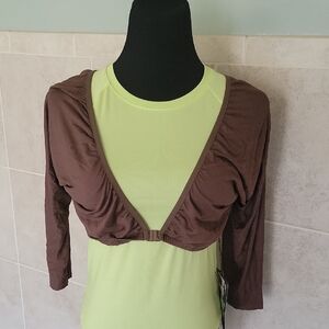 Brown Women's Camisole Top Add Sleeves Reversible